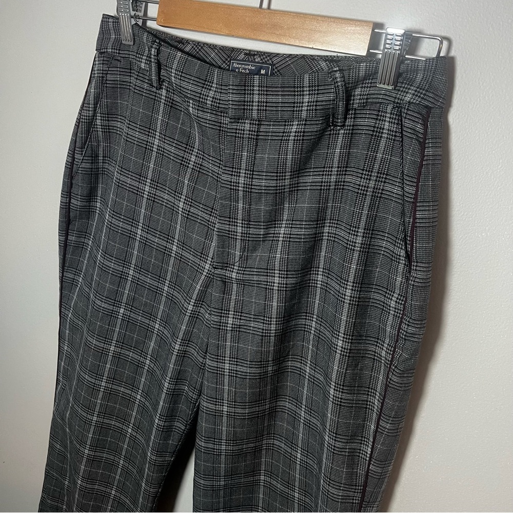 Abercrombie & Fitch Simone Grey Plaid High Rise Ankle Flare Trouser Pants Size M - Picture 2 of 9